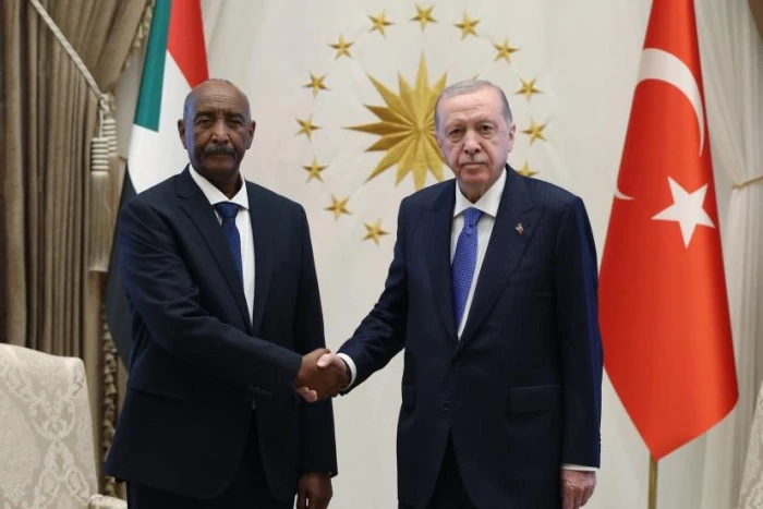 Cumhurbaşkanı Erdoğan, Sudan Egemenlik Konseyi Başkanı Burhan ile g&ouml;r&uuml;şmesinde, T&uuml;rkiye'nin, Sudan'da akan kanın durması i&ccedil;in gayretlerini s&uuml;rd&uuml;rd&uuml;ğ&uuml;n&uuml; ifade etti