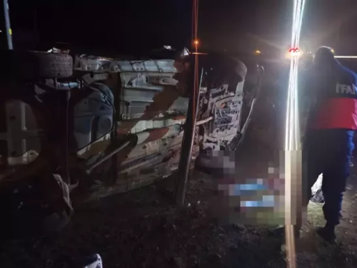 Iğdır'da şarampole devrilen otomobilin s&uuml;r&uuml;c&uuml;s&uuml; &ouml;ld&uuml;