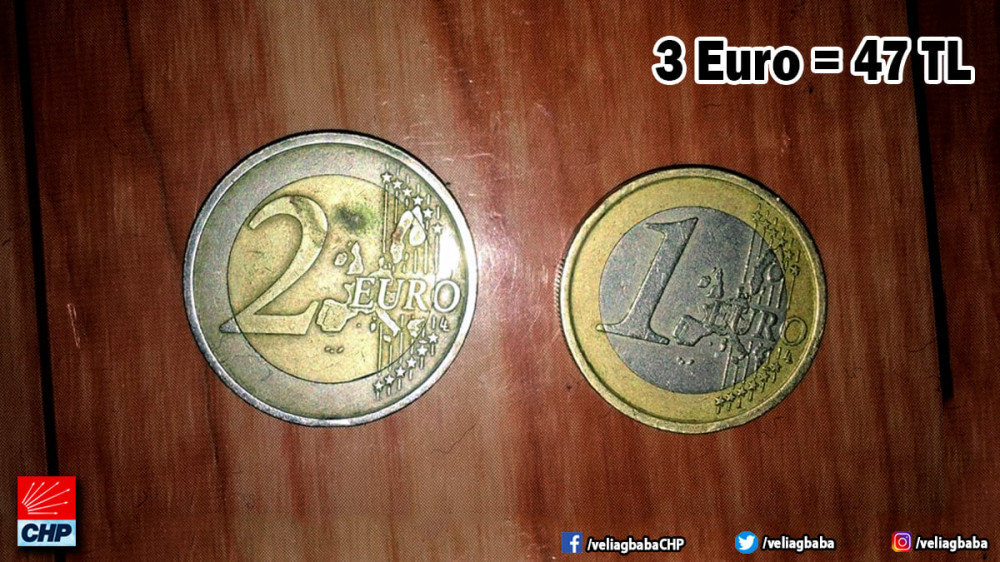 İki demir para, 3 Euro yaklaşık 50 TL ediyor. haberi