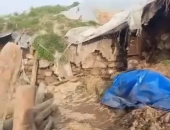 Kars'ta &ccedil;&ouml;ken ahırdaki b&uuml;y&uuml;kbaş hayvanları k&ouml;yl&uuml;ler kurtardı, 2 tanesi telef oldu